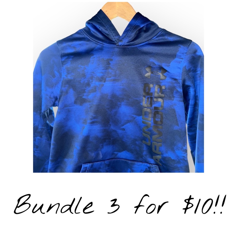 Boys blue and black under armour hoodie, GUC, medium